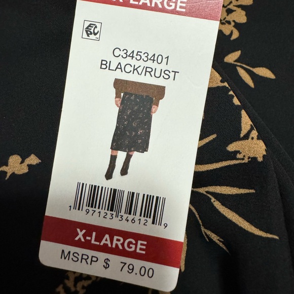 NWT Vince Camuto Women’s Midi Flowy Skirt in color Sweet Gardens in Size XL - Picture 2 of 5